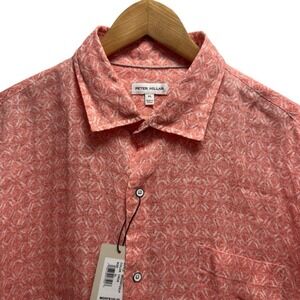 Peter Millar NEW Mens Size XL Clay Rose "Sandblast Linen" Button Front S/S Shirt
